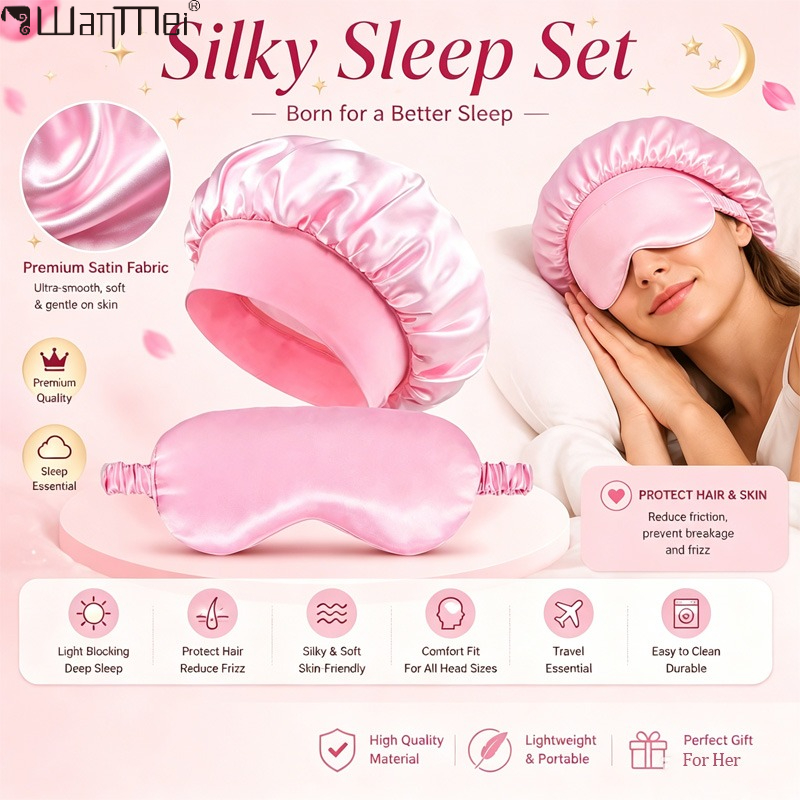 Hair Care Gift Set - ﻿ Satin Bonnet Sleep Eye Mask