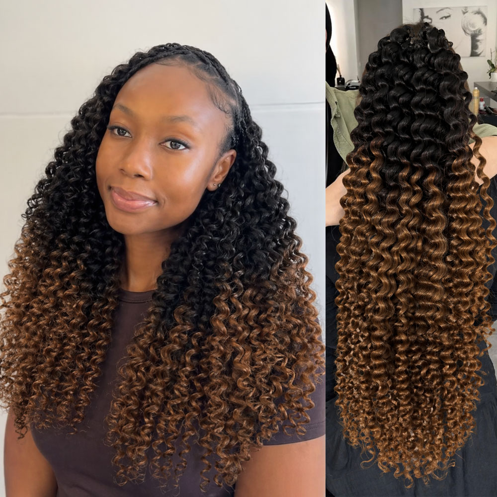 Feather Hair Extension - TB30 Brown Kinky Curly Crochet Hair