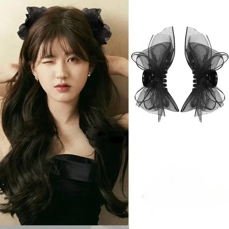 Bobby Pin Bulk - 2pcs Black Matte Bowknot Mesh Hair
