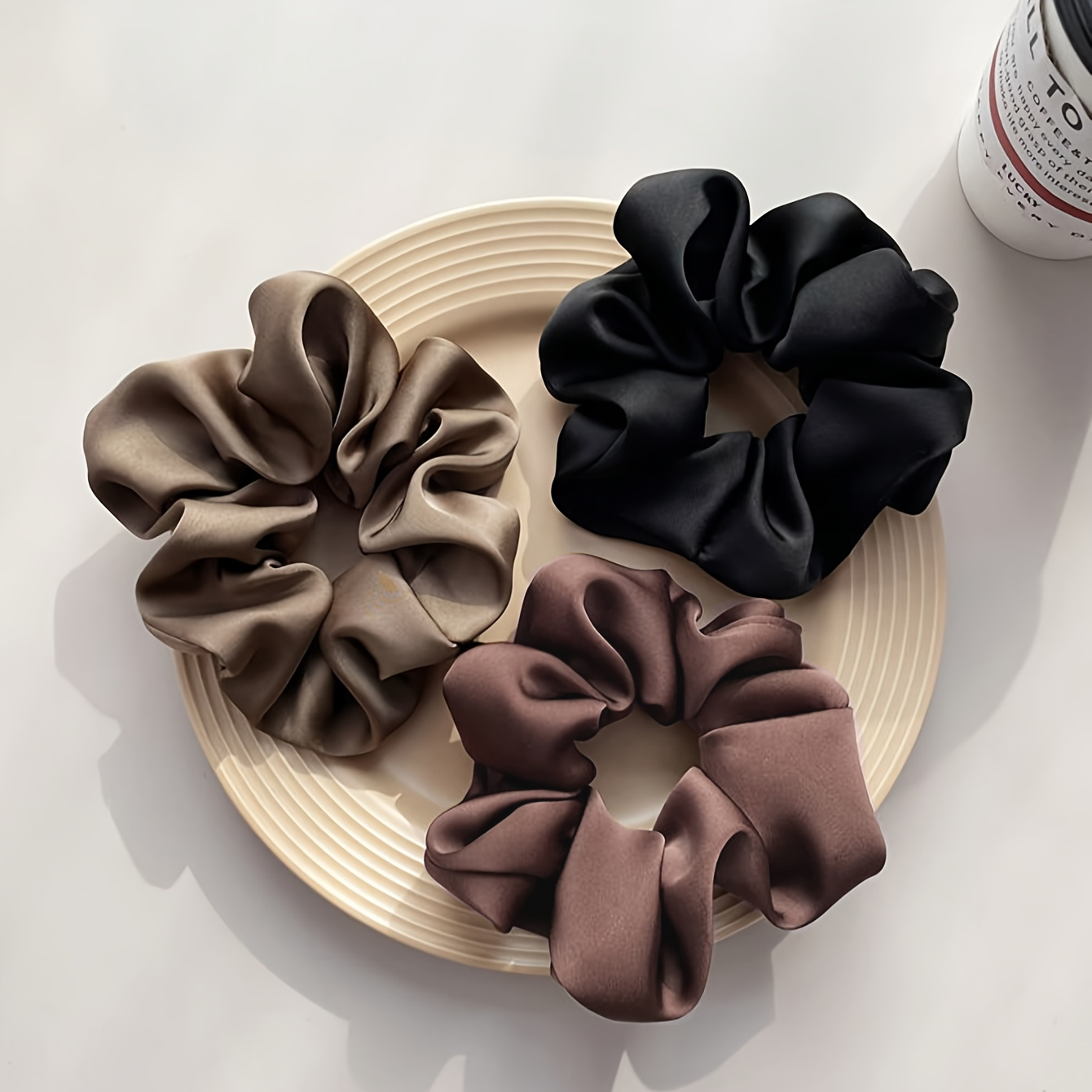 Hair Care Gift Set - A set of three monochrome satin