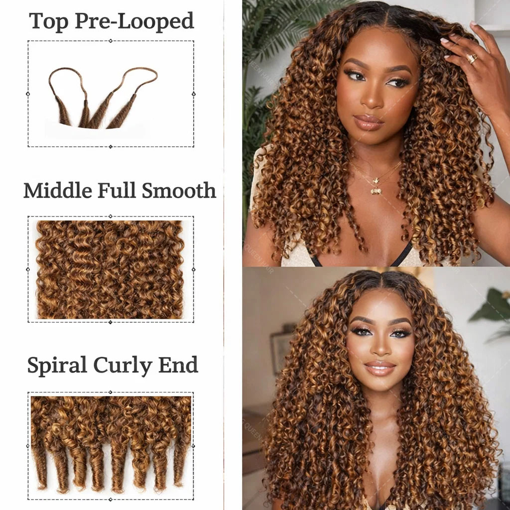 P427 Highlight Burmese Curly F - Feather Hair Extension recension och pris