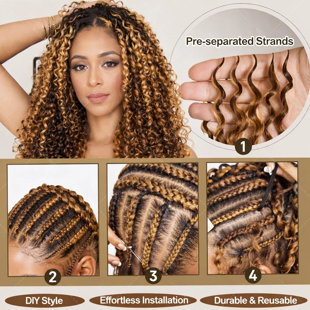P427 Highlight Burmese Curly F - Feather Hair Extension recension och pris