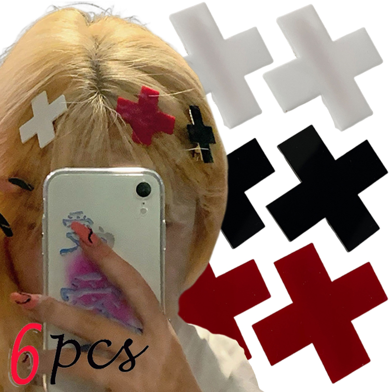 Y2K Red Cross Hair Clip Punk G - Bobby Pin Bulk recension och pris