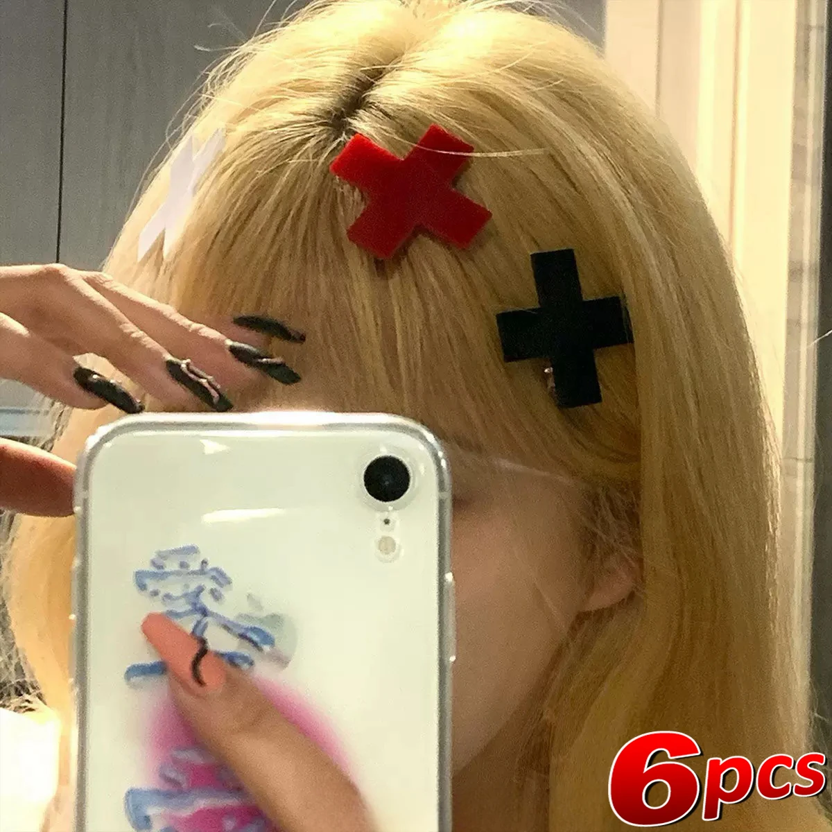 Y2K Red Cross Hair Clip Punk G - Bobby Pin Bulk recension och pris