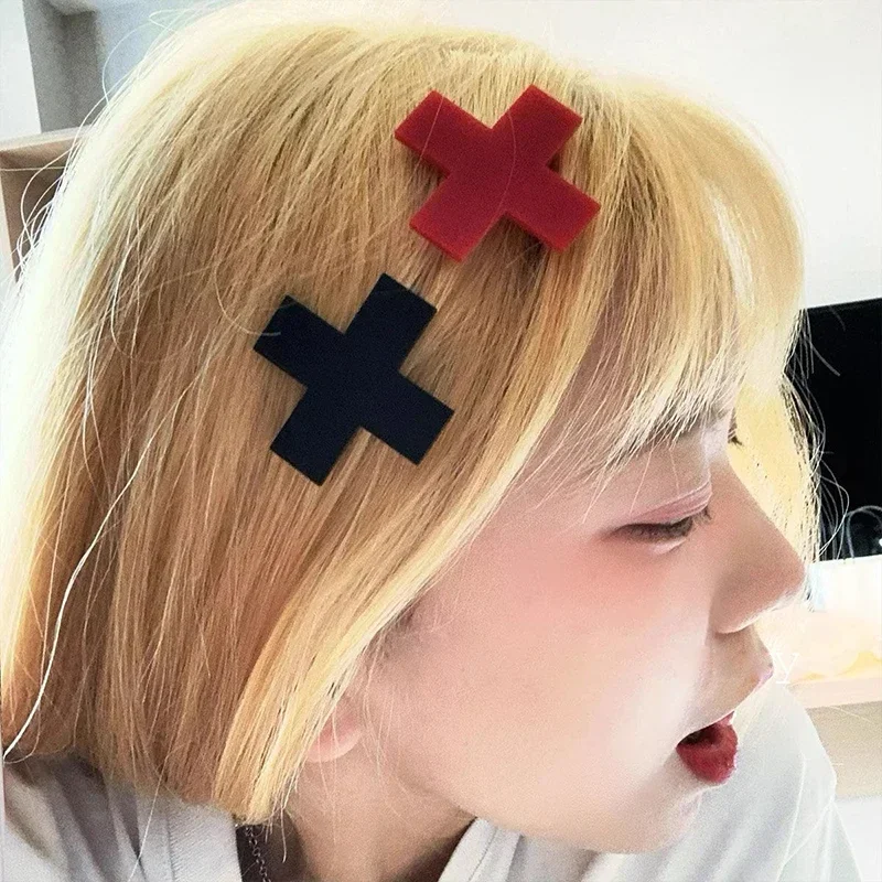Y2K Red Cross Hair Clip Punk G - Bobby Pin Bulk recension och pris